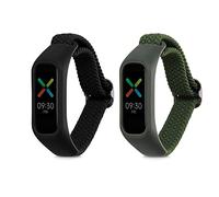 kwmobile Nylon Smartwatch Strap Compatible with Oppo Band Sport Strap - 2x Fitness Tracker Replacement Wristband with Clasp