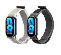 kwmobile Nylon Smartwatch Strap Compatible with Xiaomi Mi Band 8 / Mi Band 9 Strap - 2x Fitness Tracker Replacement Wristband with Clasp