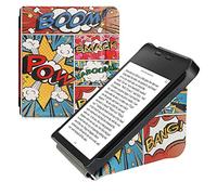 kwmobile Origami Case Compatible with Kobo Libra 2 - Case Slim Premium PU Leather Cover with Stand - Comic Book Symbols Multicolor