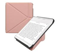kwmobile Origami Case Compatible with Kobo Libra Colour Case - Slim PU Leather Cover with Stand - Rose Gold