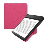 kwmobile Origami Case Compatible with Kobo Libra H2O Case - Slim PU Leather Cover with Stand - Neon Pink