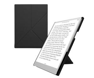 kwmobile Origami Case Compatible with Remarkable Paper Pro Cover - Faux Leather Tablet Case - with Stand and Pen Holder - Black