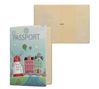 kwmobile Passport Holder Protective Cover - PVC and Plastic Passport Cover for Men and Women - Essential Travel Accessory - Pink/White/Light Green
