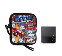 kwmobile Phone Case for Foldable Smartphones XXS - 3/3,5" Case - Folding Phone Cover Compact Size 10 x 8 x 2 cm - Neoprene with Zip Close - Comic Book Symbols