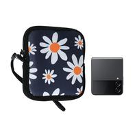 kwmobile Phone Case for Foldable Smartphones XXS - 3/3,5" Case - Folding Phone Cover Compact Size 10 x 8 x 2 cm - Neoprene with Zip Close - Summer Daisy