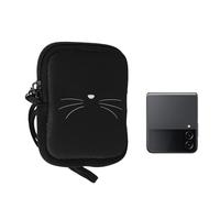 kwmobile Phone Case for Foldable Smartphones XXS - 3/3,5" Case - Folding Phone Cover Compact Size 10 x 8 x 2 cm - Neoprene with Zip Close - Meow Meow