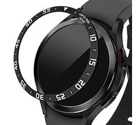 kwmobile Protective Bezel Ring Compatible with Samsung Galaxy Watch 4 Classic (46mm) - Aluminum Ring for Smart Watches - Black/Silver