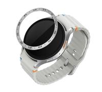 kwmobile Protective Bezel Ring Compatible with Samsung Galaxy Watch 7 44mm - Aluminum Ring for Smart Watches - Silver/Black