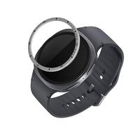 kwmobile Protective Bezel Ring Compatible with Samsung Galaxy Watch 8 (44mm) - Aluminum Ring for Smart Watches - Silver/Black