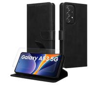 kwmobile PU Faux Leather Case Compatible with Samsung Galaxy A53 5G - Wallet Case with Screen and RFID protection - Black