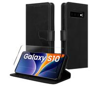 kwmobile PU Faux Leather Case Compatible with Samsung Galaxy S10 - Wallet Case with Screen and RFID protection - Black