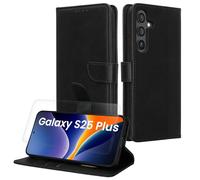 kwmobile PU Faux Leather Case Compatible with Samsung Galaxy S25 Plus - Wallet Case with Screen and RFID protection - Black