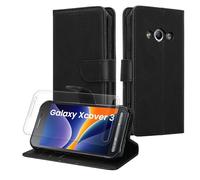 kwmobile PU Faux Leather Case Compatible with Samsung Galaxy Xcover 3 - Wallet Case with Screen and RFID protection - Black