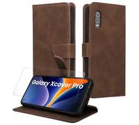 kwmobile PU Faux Leather Case Compatible with Samsung Galaxy Xcover Pro - Wallet Case with Screen and RFID protection - Dark Brown