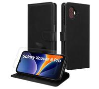 kwmobile PU Faux Leather Case Compatible with Samsung Galaxy Xcover6 Pro - Wallet Case with Screen and RFID protection - Black