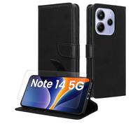 kwmobile PU Faux Leather Case Compatible with Xiaomi Redmi Note 14 5G (Not for 4G) - Wallet Case with Screen and RFID protection - Black