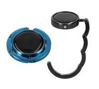 kwmobile Purse Hook for Table - Set of 2 Purse Holder - Folding Handbag Hanger - Portable Bag Holder - Bag Hooks for Desk - Table Hook Dark Blue/Black