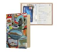 kwmobile PVC Passport Cover Protective Holder with Card Slot - Personalized Plastic Case for Men and Women, Travel Destinations Black/Red/Blue
