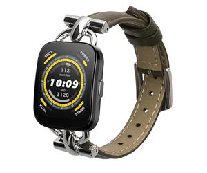 kwmobile Real Leather Watch Strap Compatible with Huami 22mm Amazfit Bip 6 / Bip 5 Unity/Bip 5 / GTS 3 / Balance 2 / Helio Strap - Fitness Tracker Replacement Sports Wristband with Clasp
