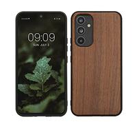 kwmobile Real Wood Case Compatible with Samsung Galaxy A54 5G Case - Hard Wooden Cover w/TPU Bumper - Dark Brown