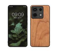 kwmobile Real Wood Case Compatible with Xiaomi Redmi Note 13 Pro 5G / Poco X6 5G Case - Hard Wooden Cover w/TPU Bumper - Brown
