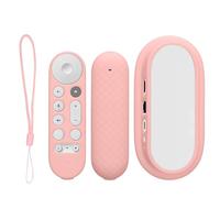 kwmobile Remote Cover Set Compatible with Google TV Streamer 4K - Remote and Device Case 2 Piece Set - Dusty Pink