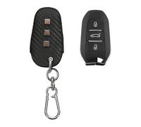 kwmobile Remote Fob Cover Compatible with Peugeot Citroen 3 Button Car Key Smart Key (only Keyless Go) - PU Leather 3-Button Car Key Holder with Keychain - Protective Case for Keys -