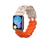 kwmobile Replacement Fitness Tracker Band Compatible with Huawei Watch Fit 2-14 - 22 cm - Beige/Orange