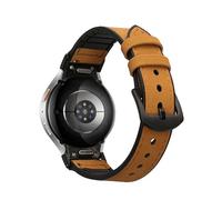 kwmobile Replacement Smartwatch Wristband Compatible with Samsung Galaxy Watch 4/5 / 6 Galaxy Watch 7 / FE Band - Outer PU Leather Inner Silicone Watchband - 14-22 cm