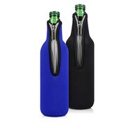 kwmobile Set of 2 Neoprene Bottle Coolers Sleeves for 330-500ml Bottle - Keep Beer, Soda, Soft Drinks Cool - Black/Blue