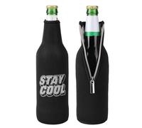 kwmobile Set of 2 Neoprene Bottle Coolers Sleeves for 330-500ml Bottle - Keep Beer, Soda, Soft Drinks Cool - Stay Cool White/Black