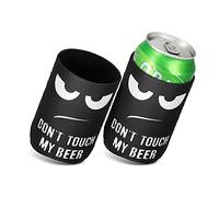 kwmobile Set of 2 Neoprene Can Coolers Compatible with 330ml / 355ml Can - Don't Touch My Beer White/Black