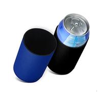 kwmobile Set of 2 Neoprene Can Coolers Compatible with 330ml / 355ml Can - Keep Beer Soda Soft Drinks Cool - Black/Blue