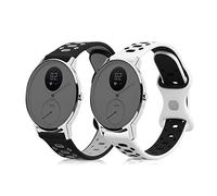 kwmobile Silicone Bands Compatible with Withings Steel HR 40mm / Nokia Steel 40mm (20mm band) (Set of 2) - Size L 14-22 cm - Black/Grey/White/Black
