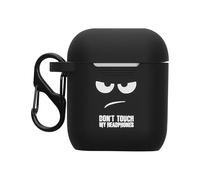 kwmobile Silicone Case Compatible with Apple Airpods 1 & 2 Case Cover - Don't Touch My Headphones White/Black/Black