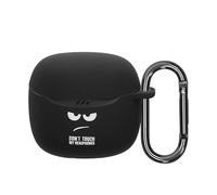 kwmobile Silicone Case Compatible with JBL Tune Flex 2 Case Cover - Don't Touch My Headphones White/Black/Black