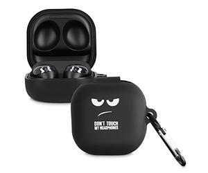 kwmobile Silicone Case Compatible with Samsung Galaxy Buds 2 Pro/Buds 2 / Buds Live Case Cover - Don't Touch My Headphones White/Black/Black