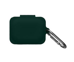 kwmobile Silicone Cover Compatible with CMF by Nothing Nothing Ear (a) - Case Cover Stick-On Skin with Clip - Dark Green