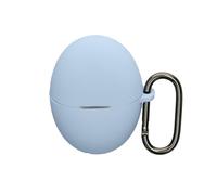 kwmobile Silicone Cover Compatible with Huawei FreeBuds 6 - Case Cover Stick-On Skin with Clip - Light Blue