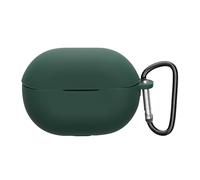 kwmobile Silicone Cover Compatible with Huawei Freebuds Pro 4 - Case Cover Stick-On Skin with Clip - Dark Green