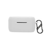 kwmobile Silicone Cover Compatible with Jabra Elite 4 (not for Elite 4 Active) - Case Cover Stick-On Skin with Clip - White