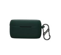 kwmobile Silicone Cover Compatible with Jabra Elite 4 (not for Elite 4 Active) - Case Cover Stick-On Skin with Clip - Dark Green
