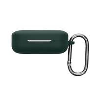 kwmobile Silicone Cover Compatible with Realme Buds Air 7 - Case Cover Stick-On Skin with Clip - Dark Green