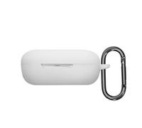 kwmobile Silicone Cover Compatible with Shokz OpenFit 2+ T921 - Case Cover Stick-On Skin with Clip - White