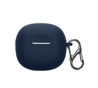 kwmobile Silicone Cover Compatible with Skullcandy Rail In-Ear Wireless - Case Cover Stick-On Skin with Clip - Dark Blue