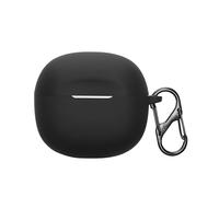 kwmobile Silicone Cover Compatible with Skullcandy Rail In-Ear Wireless - Case Cover Stick-On Skin with Clip - Black