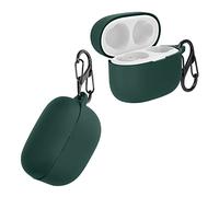 kwmobile Silicone Cover Compatible with Sony LinkBuds S - Case Cover Stick-On Skin with Clip - Dark Green