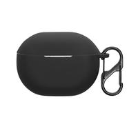 kwmobile Silicone Cover Compatible with SoundPeats Air 4 Pro - Case Cover Stick-On Skin with Clip - Black