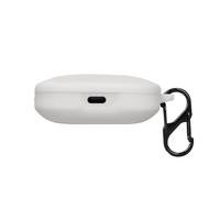kwmobile Silicone Cover Compatible with Xiaomi Redmi Buds 5 - Case Cover Stick-On Skin with Clip - White