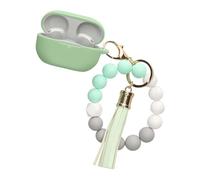 kwmobile Silicone Cover for Sony WF-1000XM5 Case with Lanyard and KeyChain - Bluetooth Earphones Case - Protect Earbud Earplug - Pastel Green